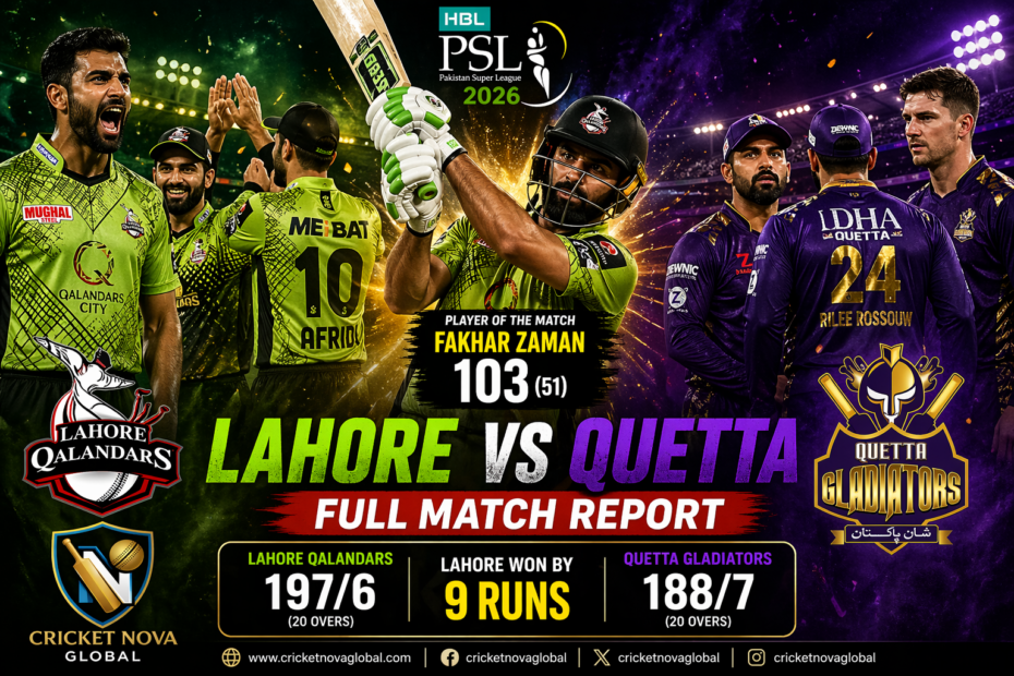 Lahore Qalandars vs Quetta Gladiators – Full Match Report (PSL 2026)